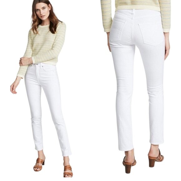 Veronica Beard Kate 10" High Rise Raw Hem Skinny Jeans in White Women's 26 - Picture 1 of 7
